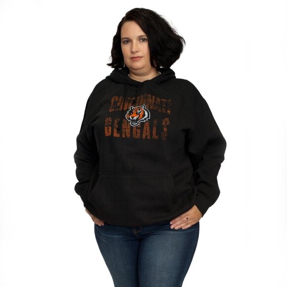 Cincinnati Bengals NFL Women's Plus Size Screen Print Hoodie 1X - Picture 1 of 2